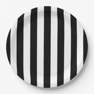 Vertical Stripes Black And White Striped Paper Plate