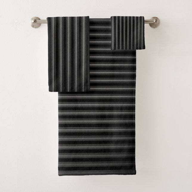 Vertical Stripes - Dark Grey Bath Towel Set (Insitu)