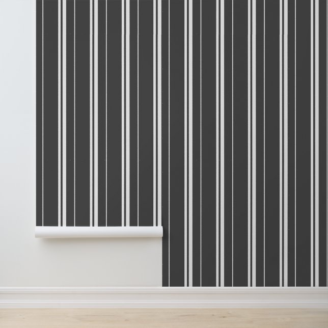 Vertical Stripes Grey and White Wallpaper (Application)