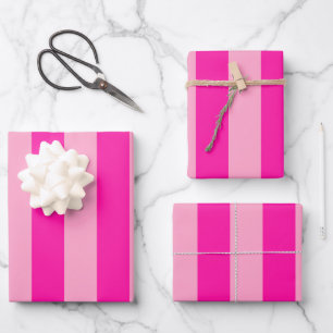 Vertical Stripes Hot Pink Wrapping Paper Sheet