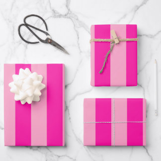 Vertical Stripes Hot Pink Wrapping Paper Sheet