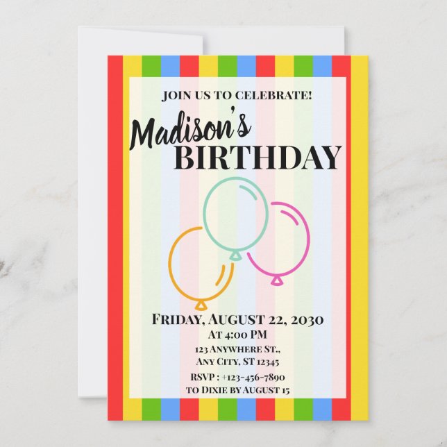 Vertical Stripes Invitation (Front)
