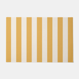 Vertical Stripes Mustard Yellow And White Striped Doormat