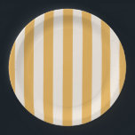 Vertical Stripes Mustard Yellow And White Striped Paper Plate<br><div class="desc">Vertical Stripes – mustard yellow And cream white striped pattern.</div>