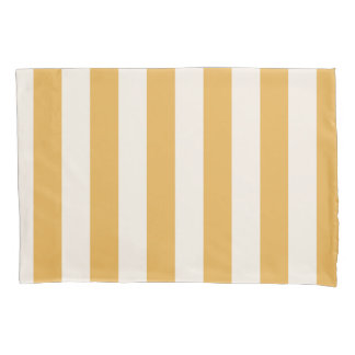 Vertical Stripes Mustard Yellow And White Striped Pillowcase