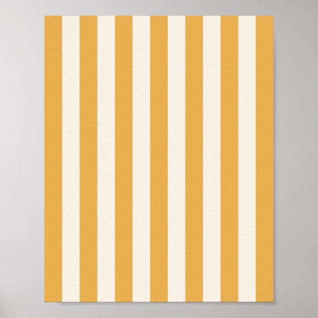 Vertical Stripes Mustard Yellow And White Striped Poster (Front)