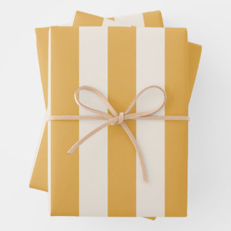 Vertical Stripes Mustard Yellow And White Striped Wrapping Paper Sheet