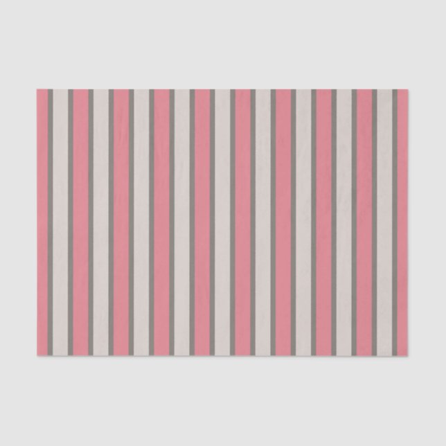 Vertical Stripes Pink and Grey Tissue Paper (Front)