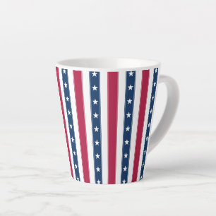 Vertical Stripes with Stars Patriotic Latte Mug