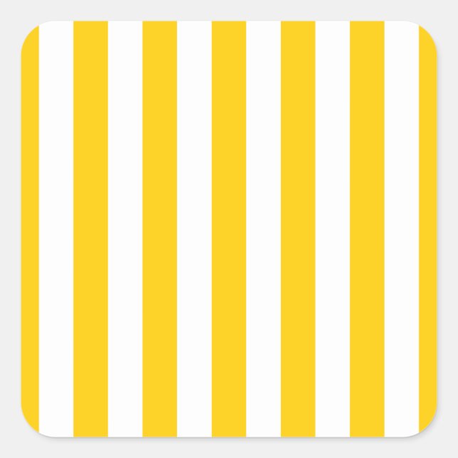 Vertical Stripes Yellow And White Striped Square Sticker (Front)