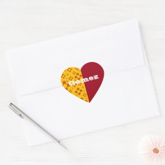Vertical Stripes Zia Sun Red Yellow New Mexico Heart Sticker