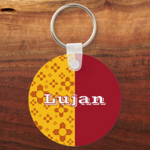 Vertical Stripes Zia Sun Red Yellow New Mexico  Key Ring
