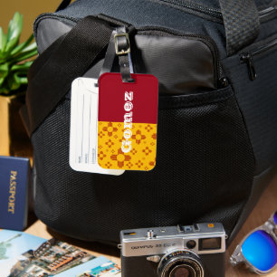 Vertical Stripes Zia Sun Red Yellow New Mexico  Luggage Tag