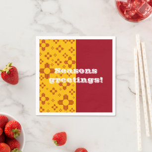 Vertical Stripes Zia Sun Red Yellow New Mexico  Napkin