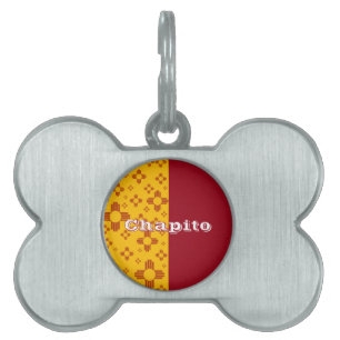 Vertical Stripes Zia Sun Red Yellow New Mexico Pet ID Tag