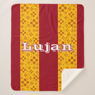 Vertical Stripes Zia Sun Red Yellow New Mexico  Sherpa Blanket