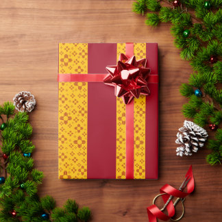 Vertical Stripes Zia Sun Red Yellow New Mexico Wrapping Paper