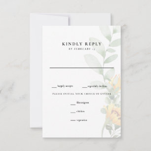 Vertical Sunflower Wedding RSVP Card