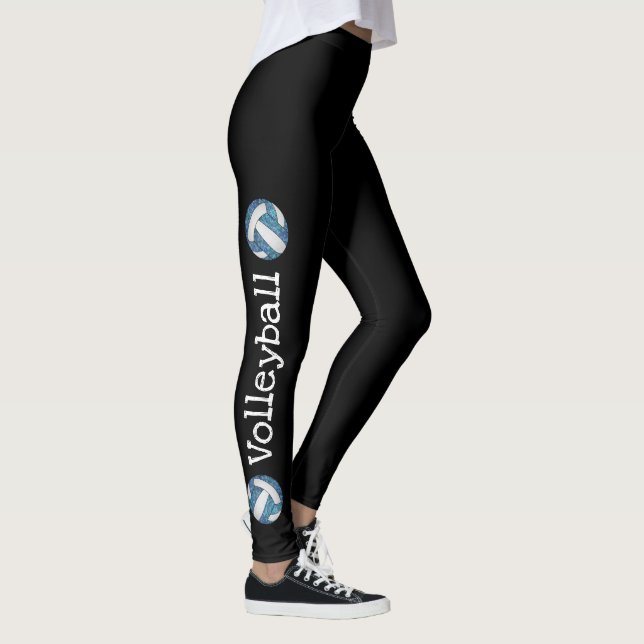 vertical text blue volleyball black leggings (Right)