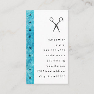 Vertical Text   Grunge Blue   Stylist Business Card