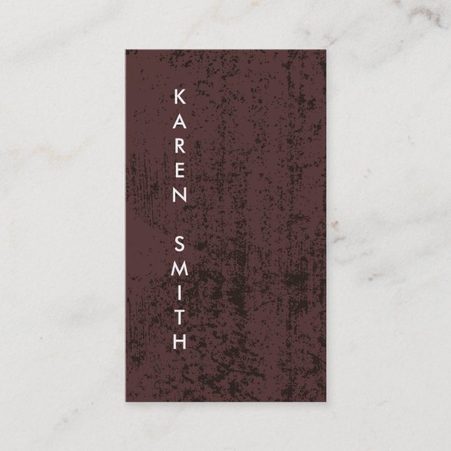 Vertical Text Modern Grunge Style Business Card (Front)