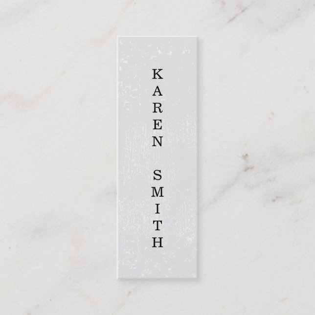 Vertical Text Modern Grunge Style Mini Business Card (Front)