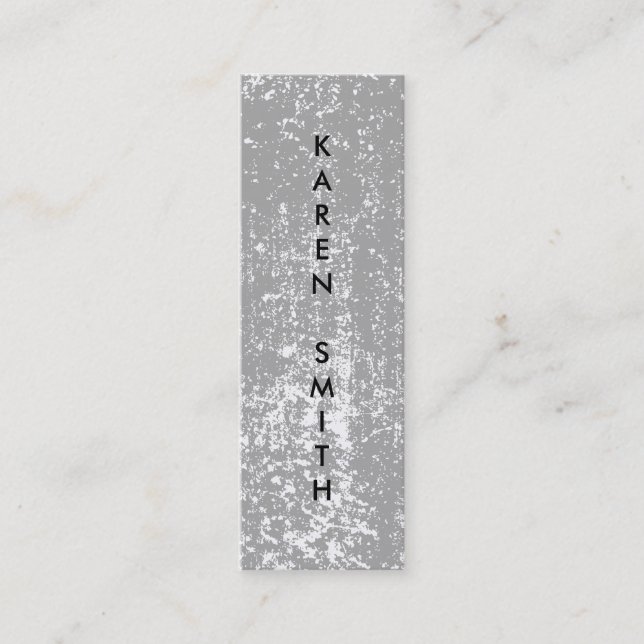 Vertical Text Modern Grunge Style Mini Business Card (Front)