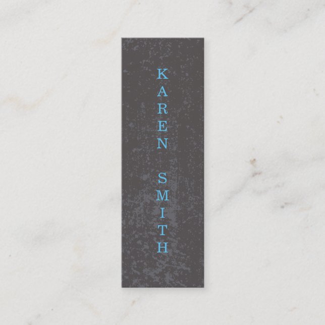 Vertical Text Modern Grunge Style Mini Business Card (Front)