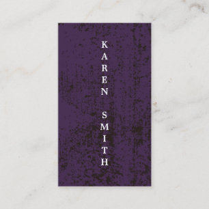 Vertical Text Modern Purple Grunge Style Business Card