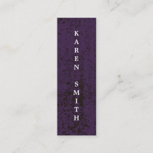 Vertical Text Modern Purple Grunge Style Mini Business Card