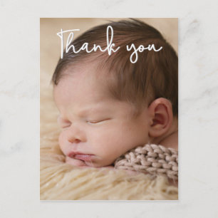 Vertical Thank You Baby Photo Birth Announcement Postcard