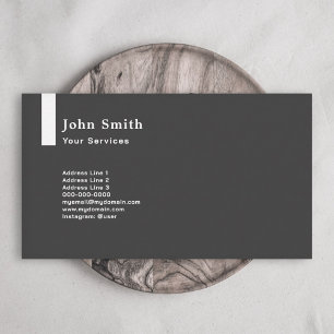 Vertical Thick Line, Ultra Minimalist Black Business Card