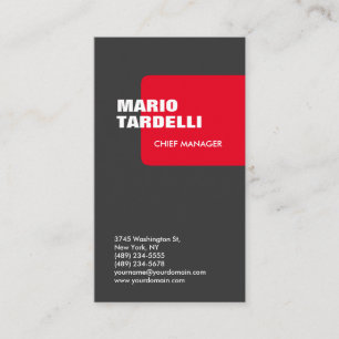 Vertical trendy custom made grey red plain business card