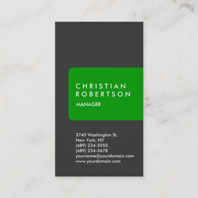 Vertical trendy standard custom made business card (Front)