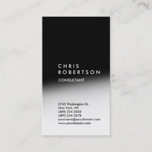 Vertical Trendy White Gray Black Business Card
