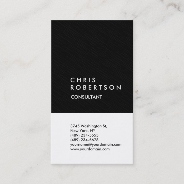 Vertical Trendy White Grey Pattern Business Card (Front)