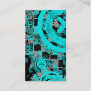 vertical turquoise chex business card