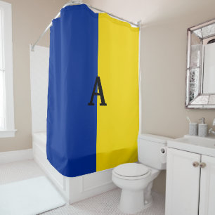 Vertical Ukraine Flag blue and yellow monogram Shower Curtain
