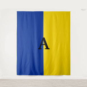 Vertical Ukraine Flag blue and yellow monogram Tapestry