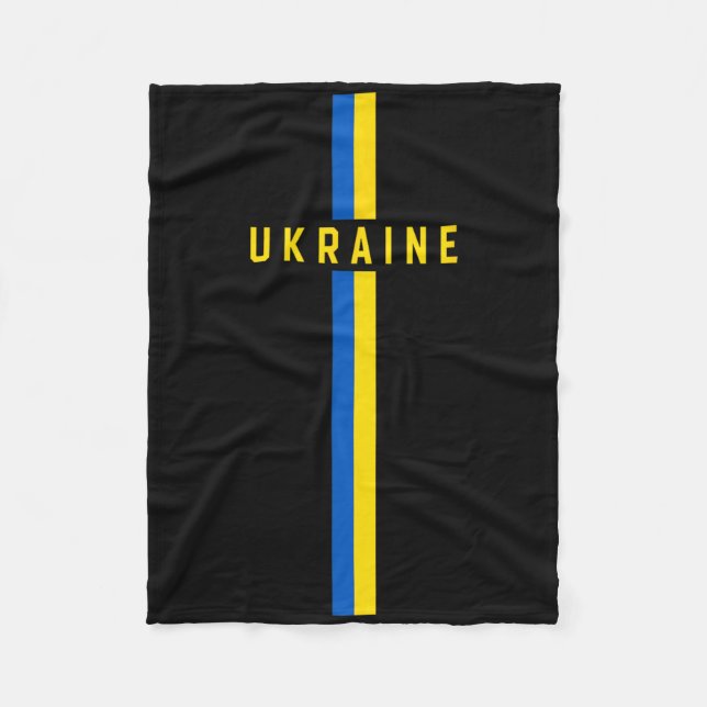 Vertical Ukraine Flag With Text “ukraine” In Capit Fleece Blanket (Front)