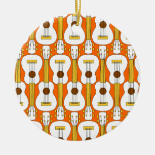 Vertical Ukulele Pattern Ceramic Tree Decoration