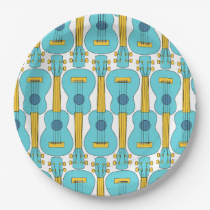 Vertical Ukulele Pattern Paper Plate