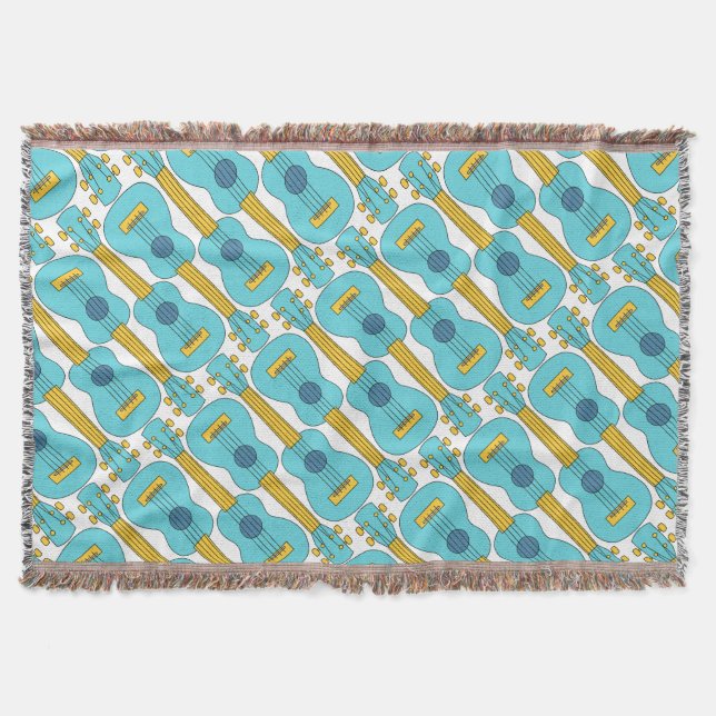 Vertical Ukulele Pattern Throw Blanket (Front)