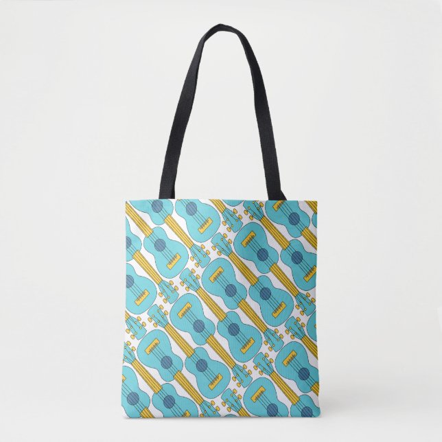Vertical Ukulele Pattern Tote Bag (Front)