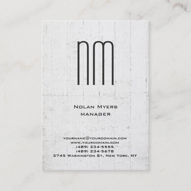 Vertical unique plain simple grey monogram business card (Front)