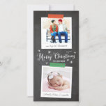 Vertical Washi Tape and Chalkboard Photo Card<br><div class="desc">An on-trend chalkboard Christmas holiday card featuring two family photos style with patterned washi tape accents.</div>