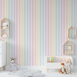 Vertical Watercolor Pastel Stripe Rainbow Wallpaper