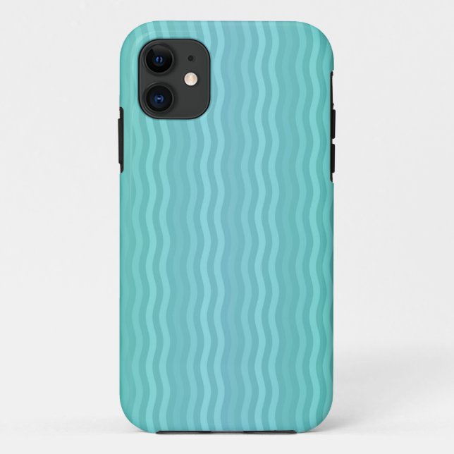 Vertical Wavy Stripes Pattern Turquoise Teal Case-Mate iPhone Case (Back)