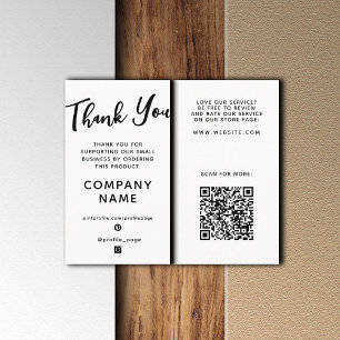 Vertical white elegant Thank you  Business Card