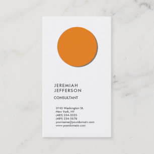 Vertical White Orange Trendy Minimalist Modern Business Card